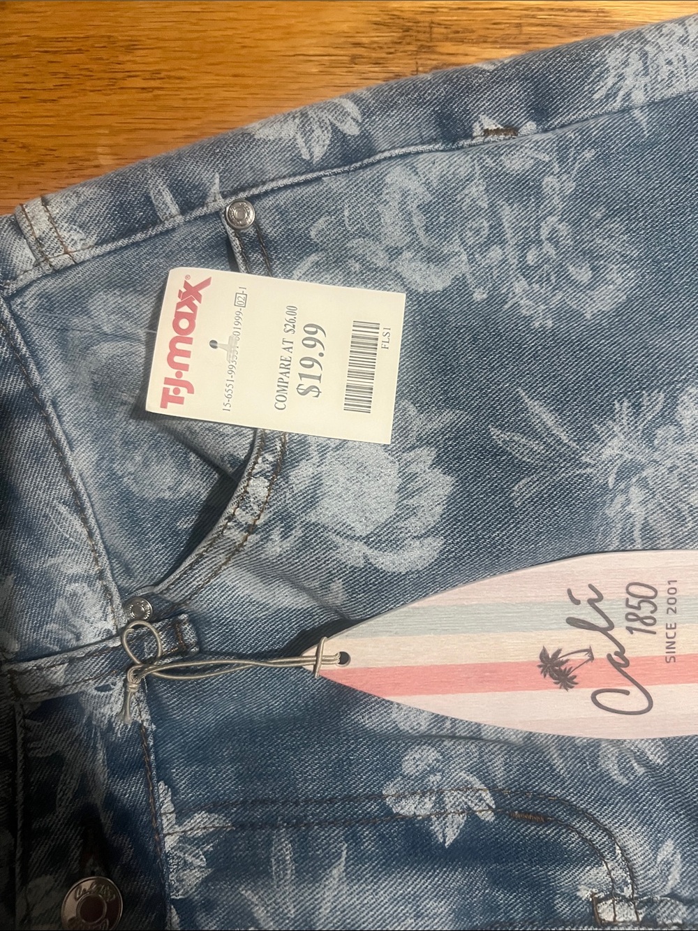 Light Blue Floral Wide-Leg Jeans - Picture 2 of 3